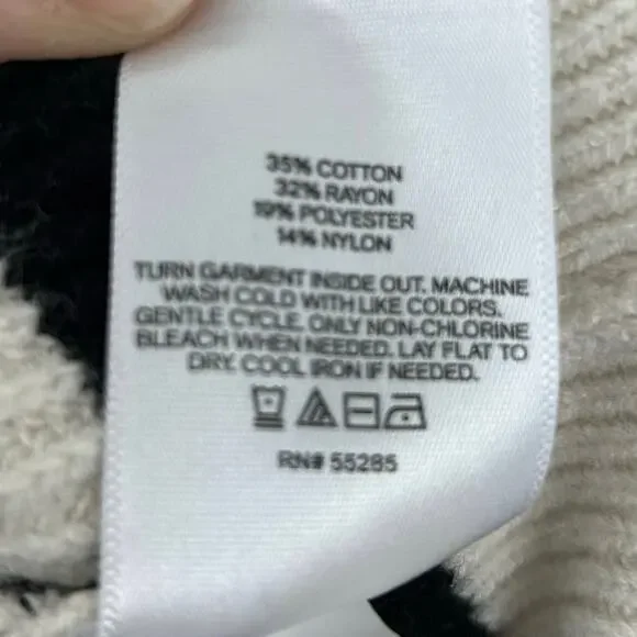 Express Women Cable Knit Striped Long Sleeve Sweater Cream Preppy Size Small - Picture 5 of 5